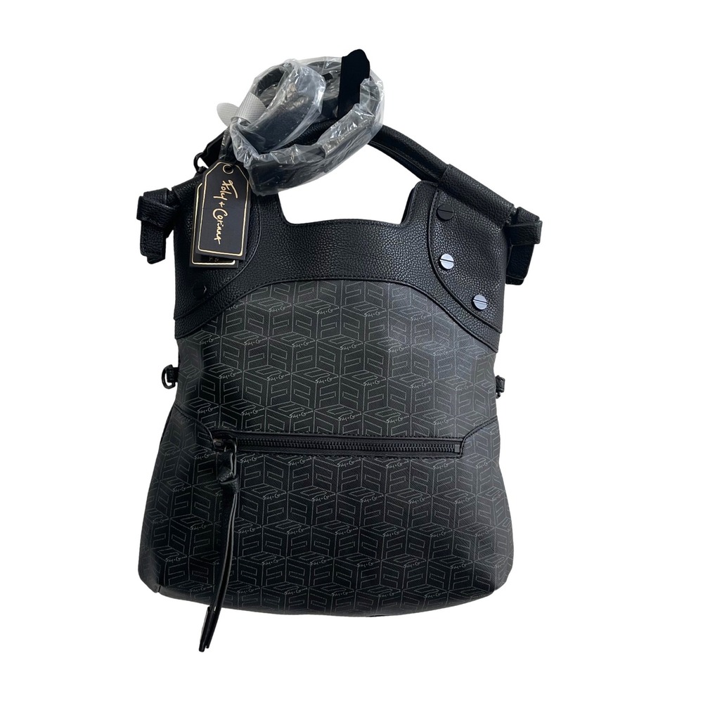 Foley + Corinna FC Lady Tote Women OS Black Geometric Vegan Leather Foldover Bag